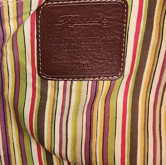 💙💙Fossil Hobo Canvas Handbag EUC Multi Strip Leather Trim - Picture 11 of 16